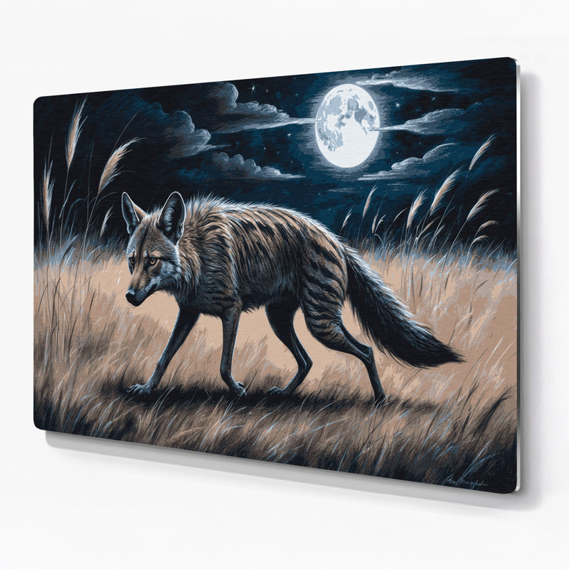 Wildlife Aardwolf Grey Metal Wall Art, 11'' H x 14'' W