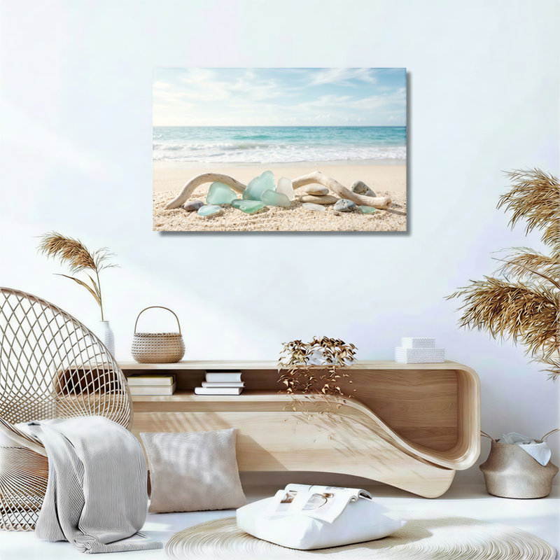 Ensemble de 1 tableau sur toile en verre de plage, H 36 po x l 48 po, Toile tendue