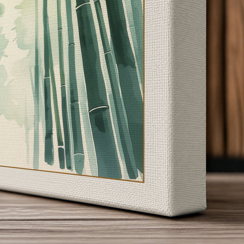 Bamboo Canopy Light Japandi - Wrapped Canvas, 18x12 - 45.7 x 30.5 cm, Cream Border