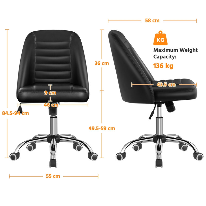 Modern Office Chair with Silver Chrome Base, Black