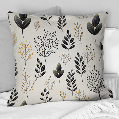 Chic Noir Floral Fusion - Coussin décoratif à imprimé floral