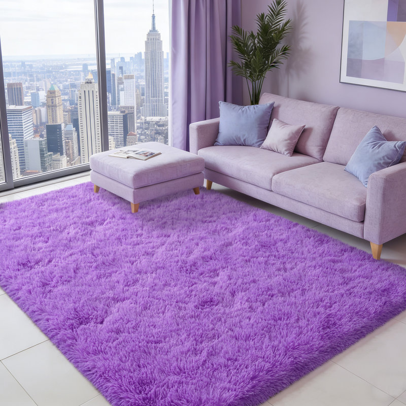5x7 ft Shag Rugs for Living Room, Purple Soft Fluffy Rug for Bedroom, Non-Slip Area Rug for Kids Home Dorm Decor Aesthetic