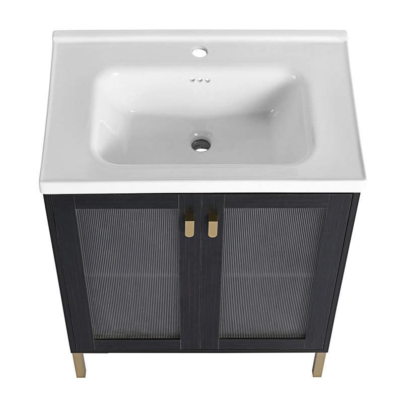 Meuble-lavabo autoportant avec lavabo en céramique
