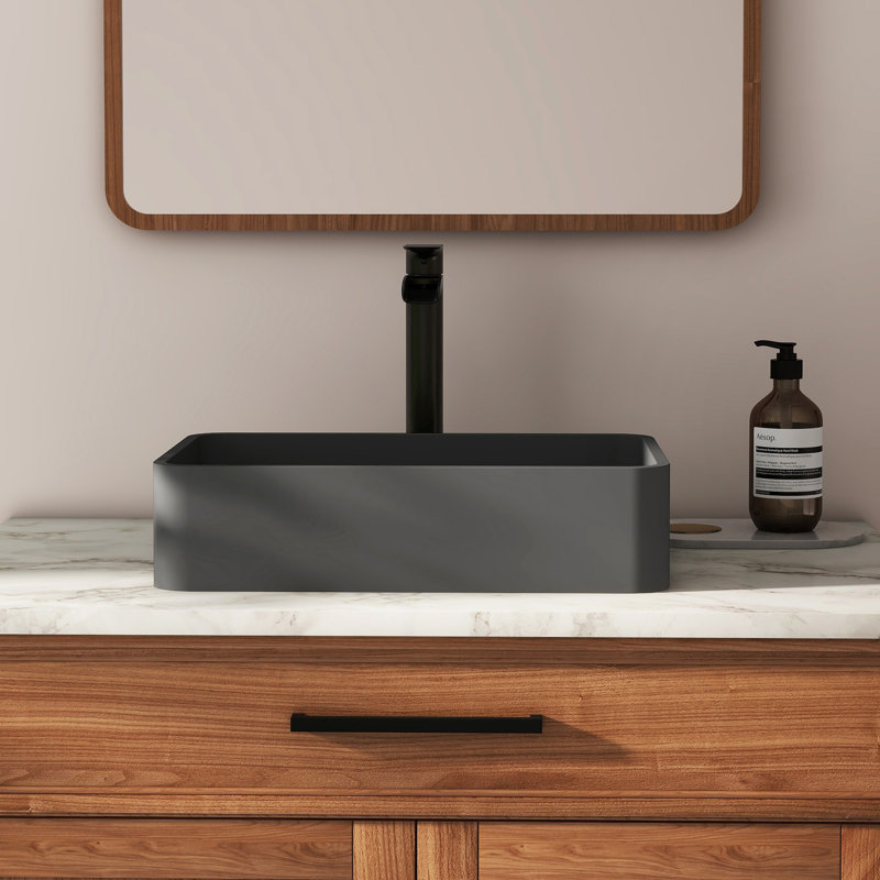 Lavabo de salle de bain vasque rectangulaire en érable, Terre noire