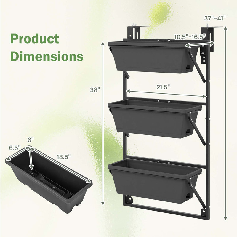 Arlmont & Co. Hanging Vertical Planter With 3 Planter Boxes & Detachable Hooks For Flowers