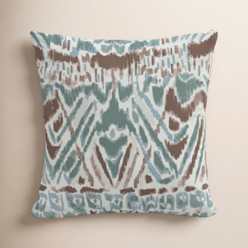  Taie d'oreiller en kara ikat, 18 po x 18 po, Polyester/ Bourre en polyester