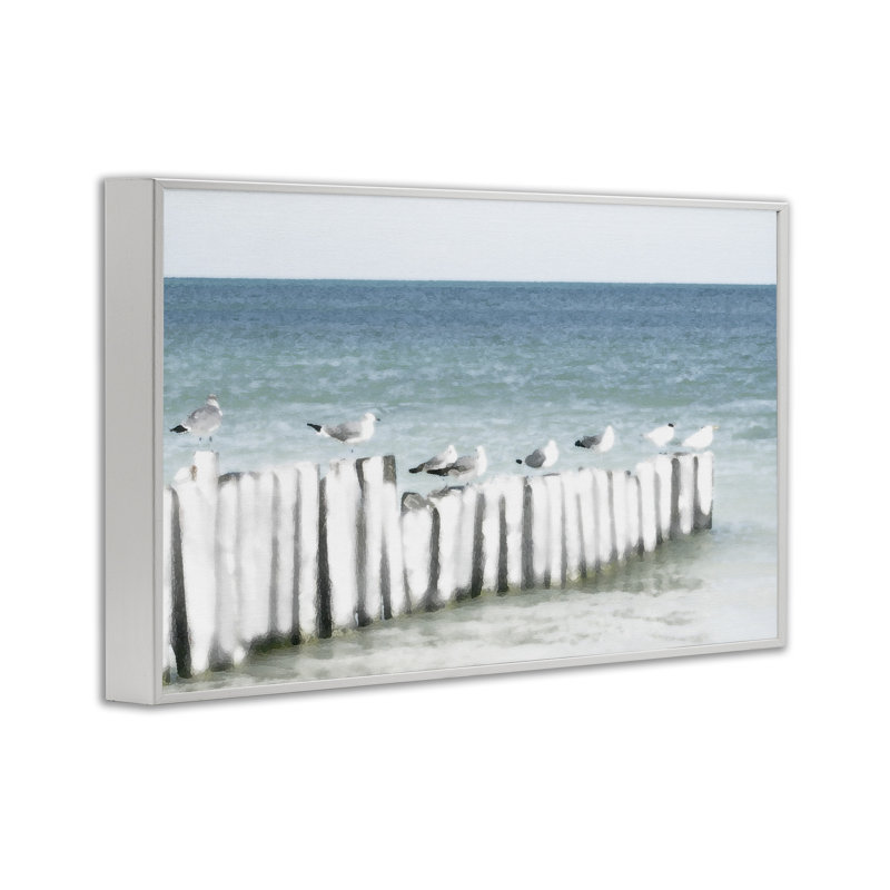 «Gulls Waiting Beach Scene», giclée encadrée, design par Noah Bay, H 12 po x l 18 po