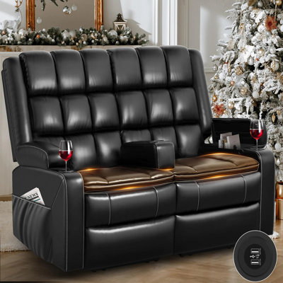 Sofa Bed OQQOEE RV Loveseat Recliner Wall Hugger Design With Cup