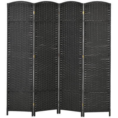 HOMCOM Room Divider, 4 Panel Folding Privacy Screen, 5.6' Tall Freestanding Partition For Home Office, Bedroom, Black