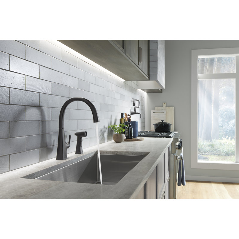 Graze Kitchen Sink Swing Spout Faucet With Sidespray, Matte Black