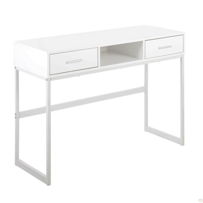 Console contemporaine en métal blanc et bois blanc