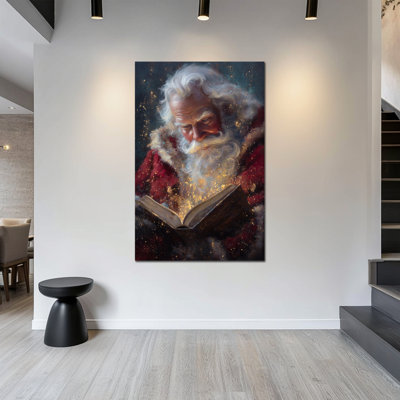 Père Noël, art mural - père Noël rétro, décoration murale, décoration de Noël nostalgique pour le salon, impressions classiques du père Noël sur toile pour cadre festif, 24 x 32 po