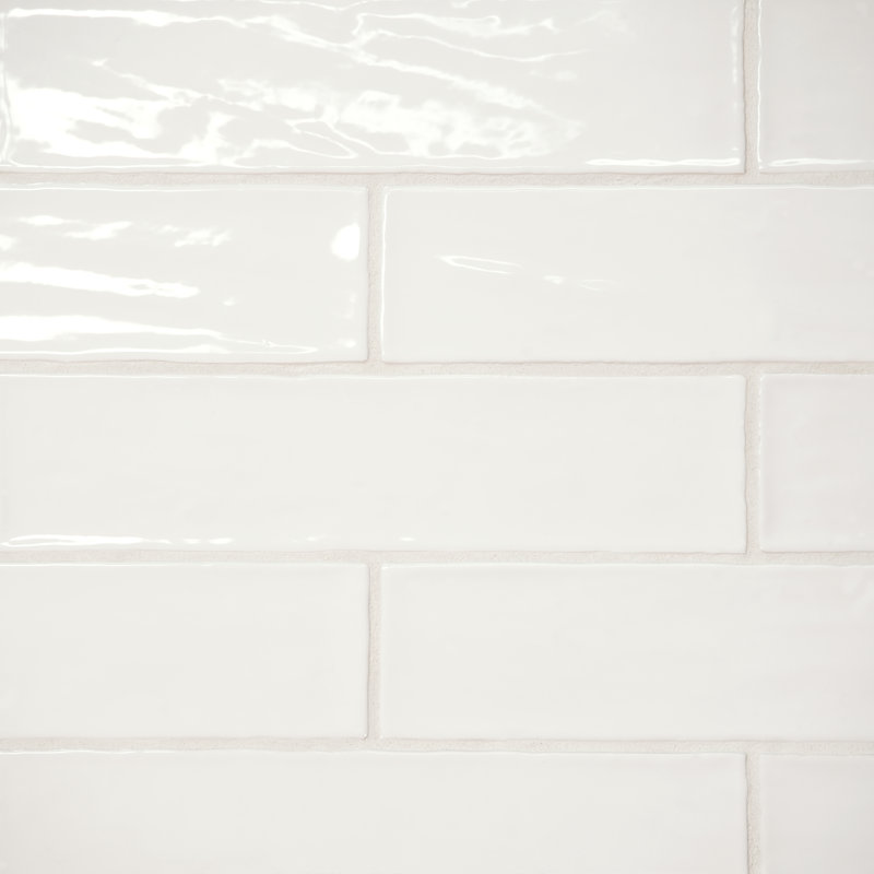 Carreau de plancher et de métro en porcelaine 2,5 po x 10 po Marin, Blanc perle