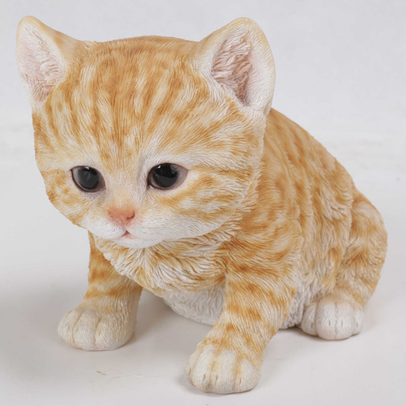 Adorable Small Orange Tabby Kitten Polyresin Statue