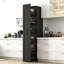 Grand chariot de rangement noir avec poignée et roulettes - Armoire étroite pour étagère à épices et garde-manger