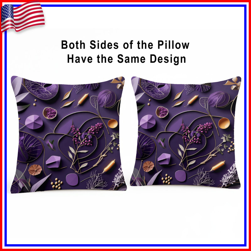Coussin Botanical, coussins double face nature, 14 X 14 pouces