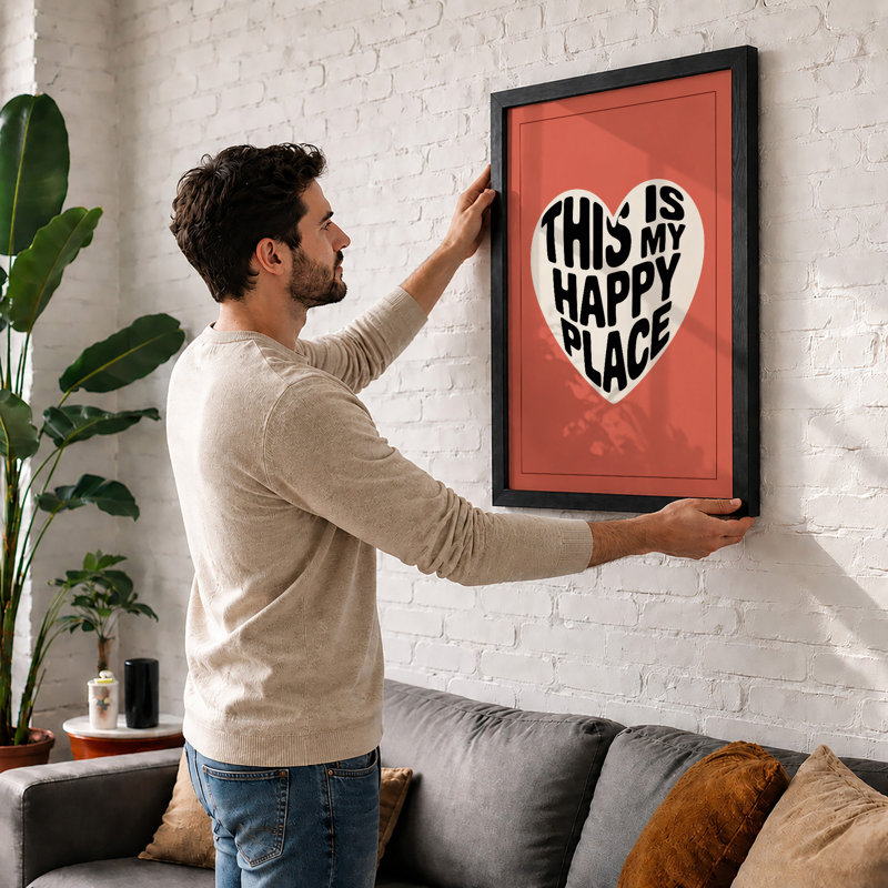 This Is Not Happy Place Typography - Print, Oak, A3 - 42.0 x 29.7 cm