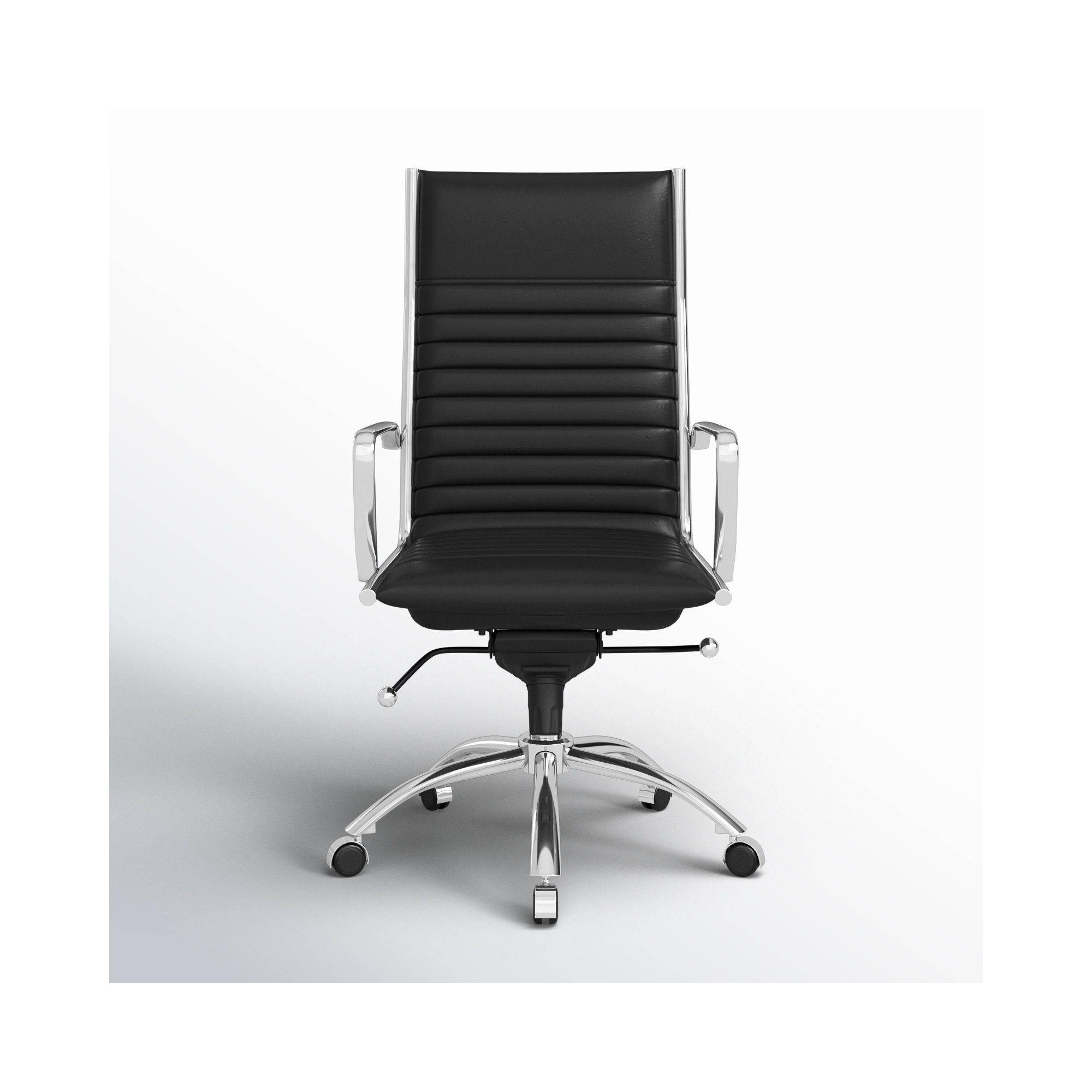 Naida Swivel Office Chair, Black Faux Leather, Chrome