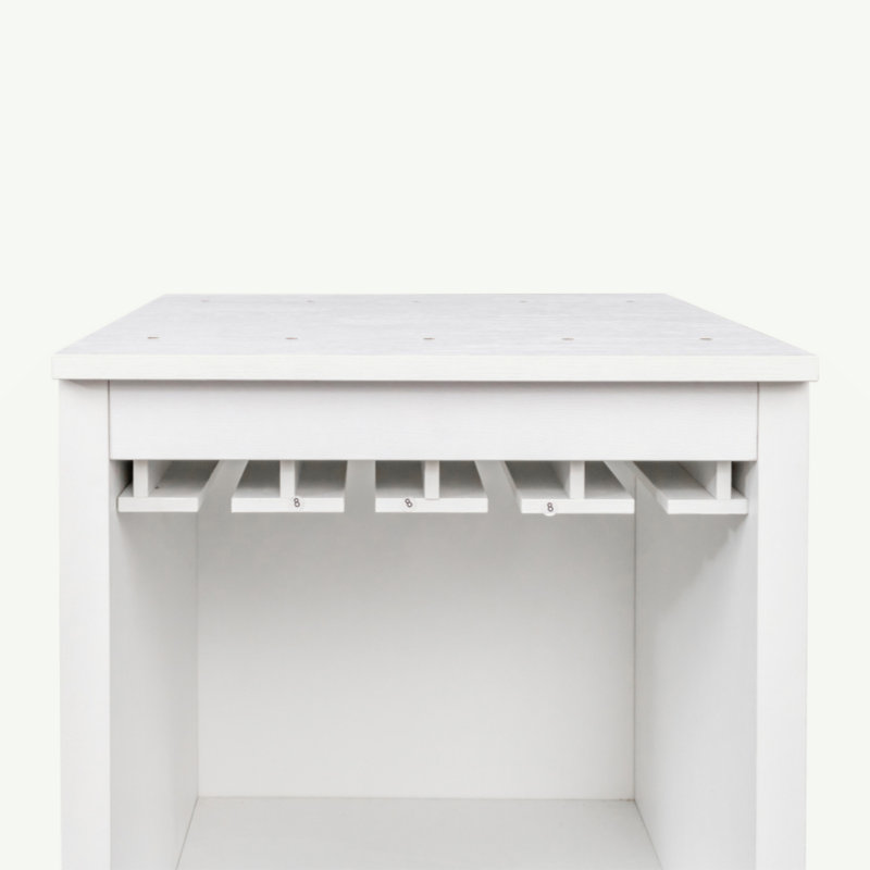 Armoire à vin modulaire de couleur brun noyer avec tablettes de rangement et huche pour salle à manger, Blanc