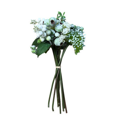 Bouquet de baies artificielles avec verdure, fausses tiges florales réalistes pour vase, arrangement décoratif petit à moyen pour la maison, le bureau, le mariage et les centres de table