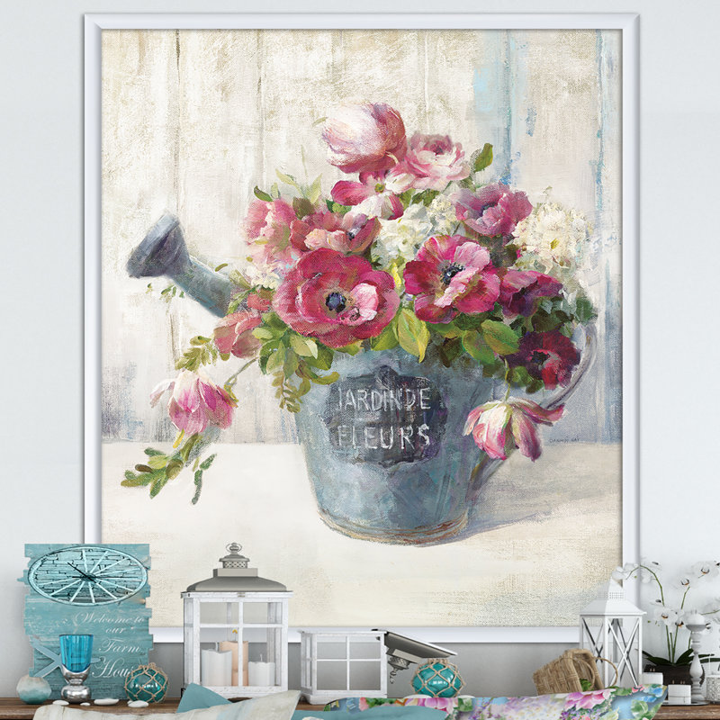 " Maison Des Fleurs I ", White Framed, 20" H x 12" W x 1" D