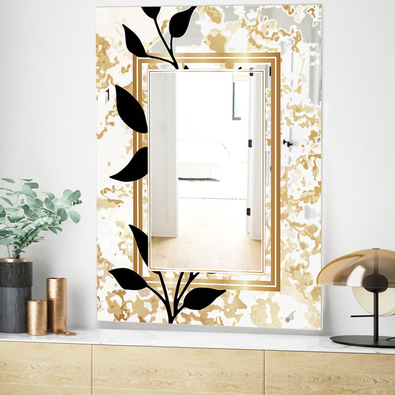 Botanical Obsidian Glam Frameless Accent Mirror, 39.4" H x 29.5" W