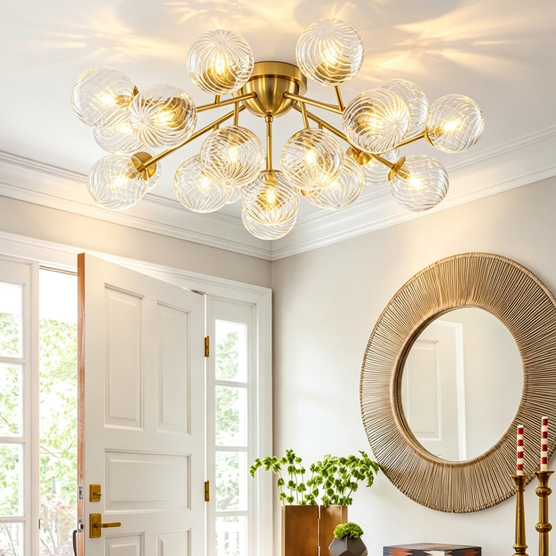 Plafonnier encastré globe en verre 20 lumières