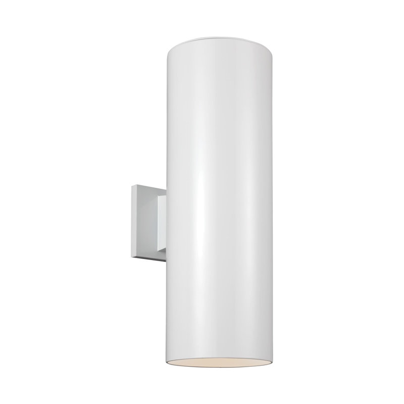 Applique murale d'extérieur à 2 ampoules Dylan, H 14,25 po x l 5,12 po x P 5,12 po, Blanc, Non