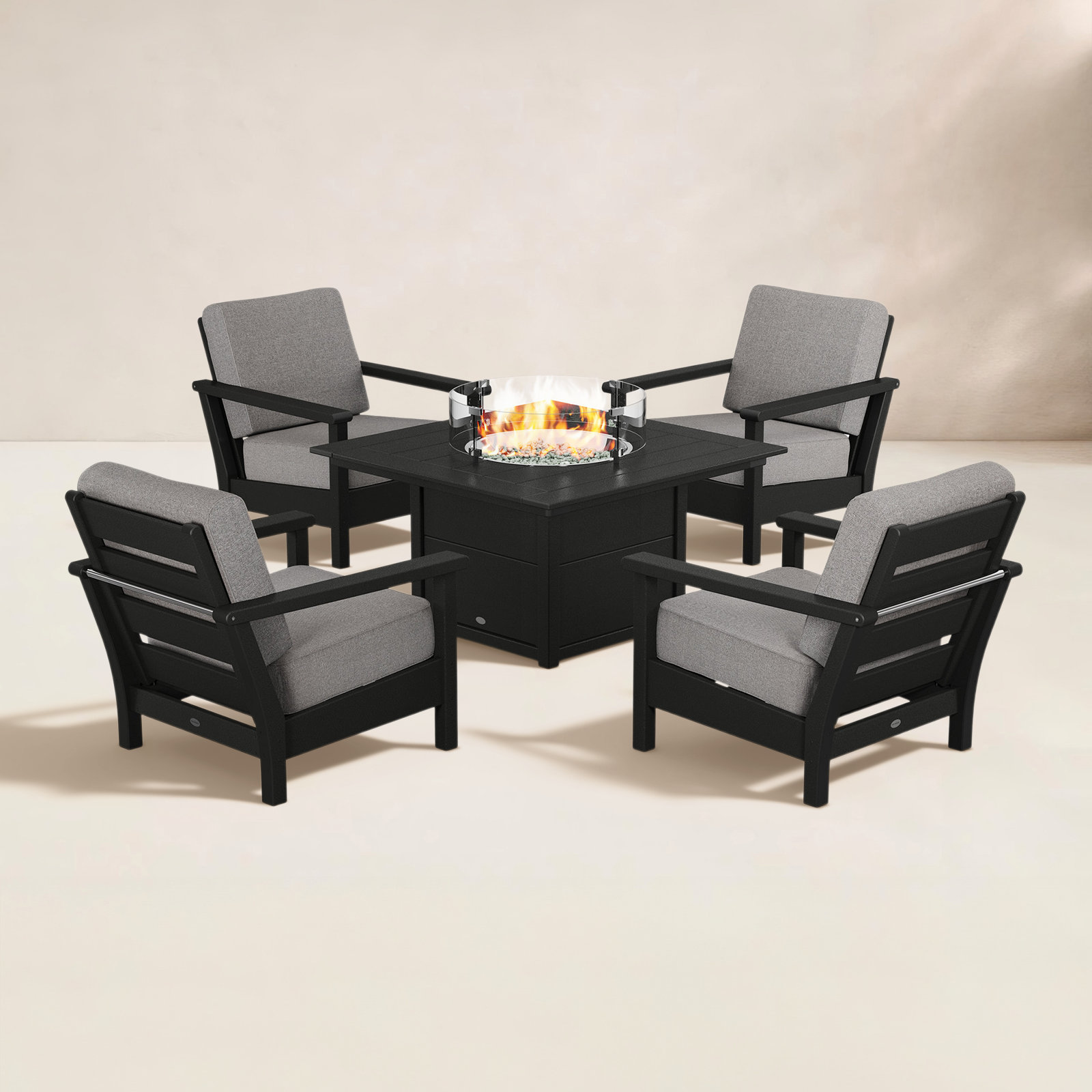 POLYWOOD® Harbour 4-Person Patio Seating Group, Grey Revolution®