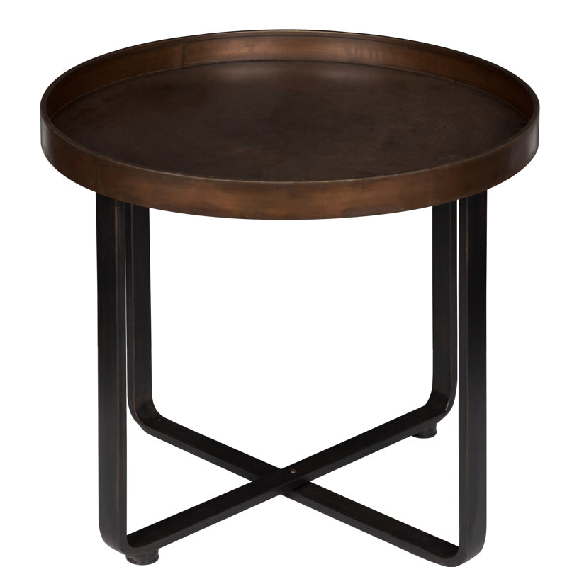 Quiles Solid Wood Tray Top End Table, Bronze