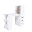 Bureau d'ordinateur blanc avec prise 4-en-1, bureau avec 3 tiroirs coulissants et 4 niveaux de rangement, le bureau en bois convient à une variété d'endroits