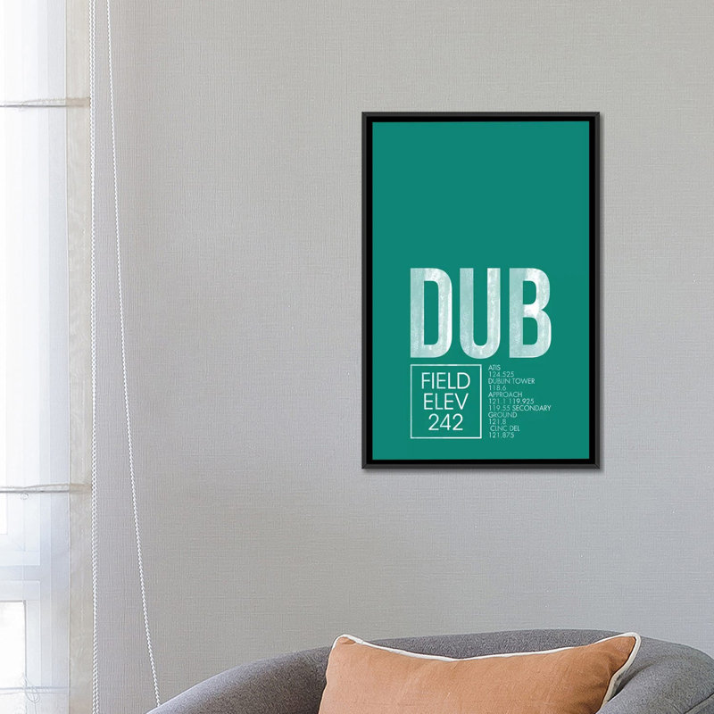 « dublin’traffic control series », art textuel sur toile, H 26 po x l 18 po x P 1,5 po, Toile avec cadre noir, Pas de tapis
