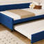 Lit de jour rembourré avec lit gigogne, structure de lit en bois robuste, conception de grille de diamant moderne, pour chambre à coucher, chambre d'amis (bleu marine)-586016620