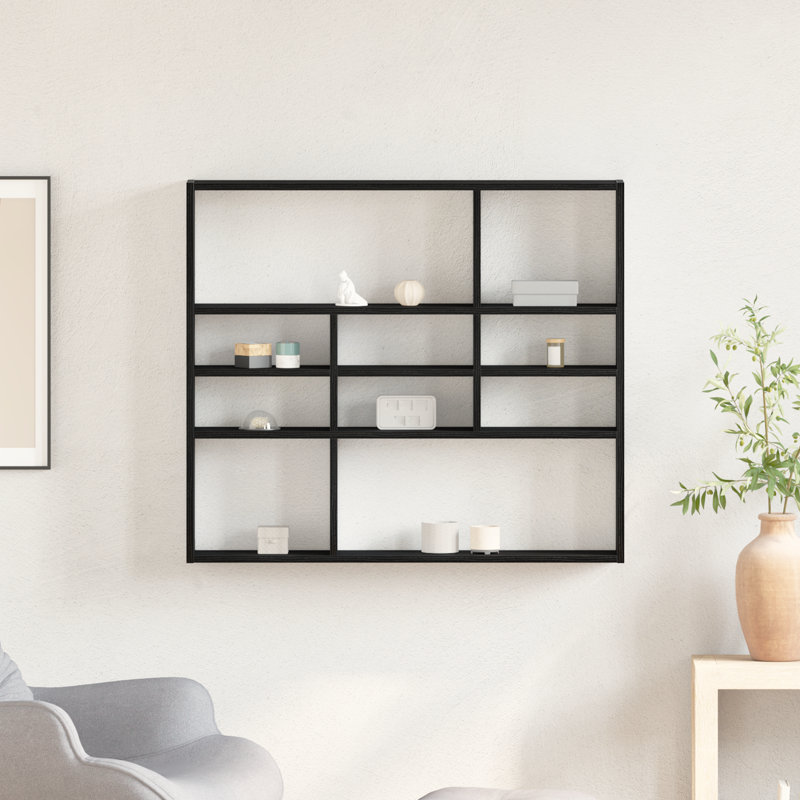 Ramus 10 Piece Wood Accent Shelf, Black Oak