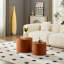 Table en cuir moderne avec panneau de fibres à densité moyenne orange - tailles compactes, idéale pour la décoration du salon et l'utilisation quotidienne-128968081