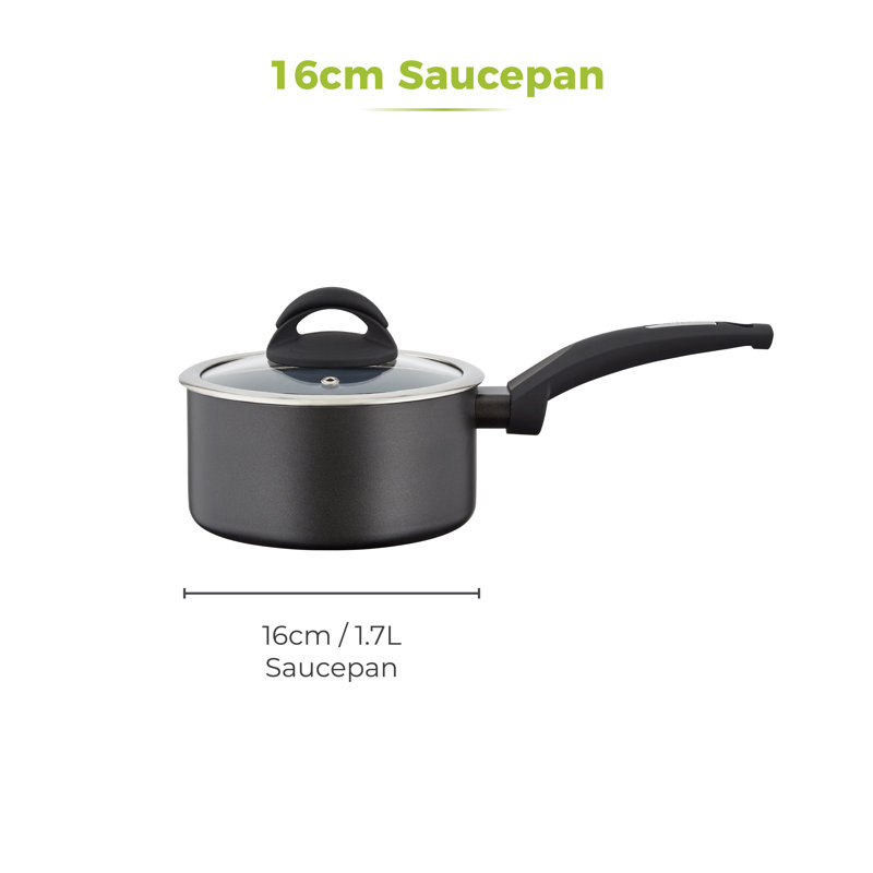 Tower T80356 Cerasure 16 cm Saucepan with Non-Stick Coating, Suitable for all Hob Types, Graphite