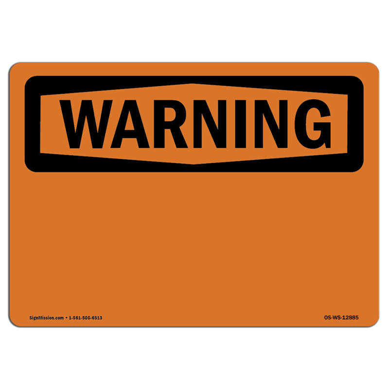 Warning Blank Write-On Sign, 12" H x 18" W x 0.1" D