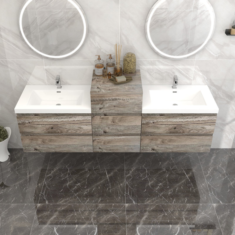 Ensemble de meuble-lavabo mural double 67 po Moreno Bailey