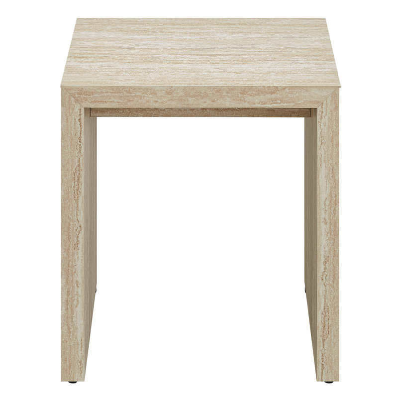 Mirella Faux Travertine Side Table In Travertine