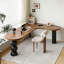 Noyer clair + bureau en bois massif en forme de L noir-1778240078-1778240119