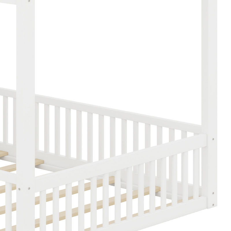 Lit superposé sécuritaire au sol, escalier de rangement pratique, White