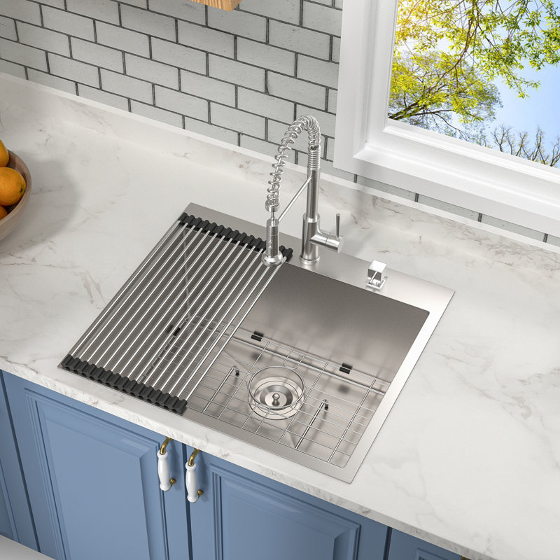 25" L x 22" W Drop-in Kitchen Sink with Accessories