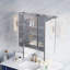 Ensemble miroir de salle de bain encastré ou en saillie de 91,4 cm (L) x 76,2 cm (H) avec armoire à pharmacie biseautée et étagères en verre ajustables-1469707615