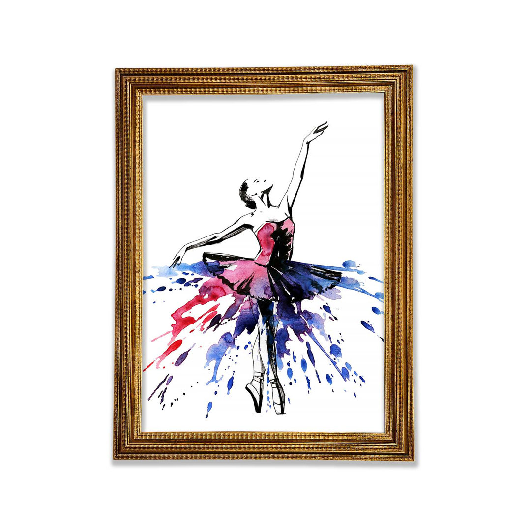 Blau Rosa Ballerina 8 - Einzelner Bilderrahmen Kunstdrucke