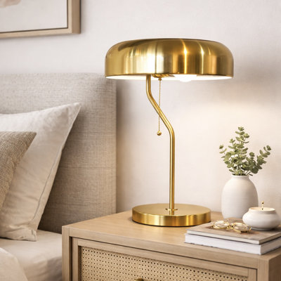 Latessia Metal Fixture Table Lamp for Living Spaces and Bedroom Gold Brush