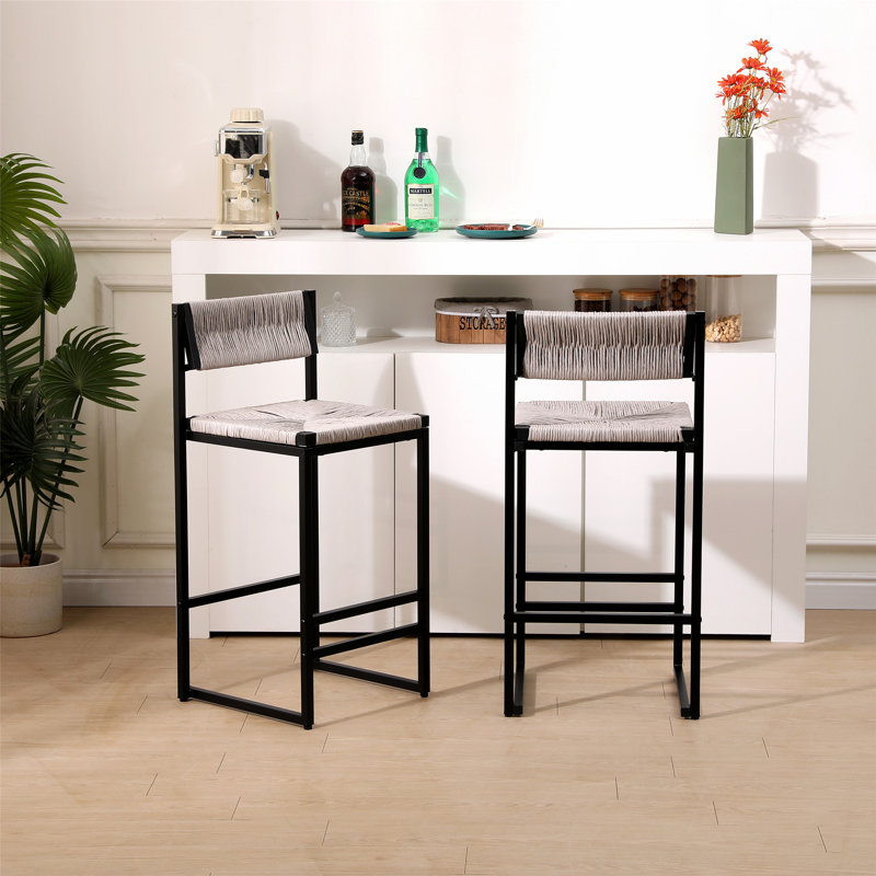 Upholstered Counter Stool with Metal Frame