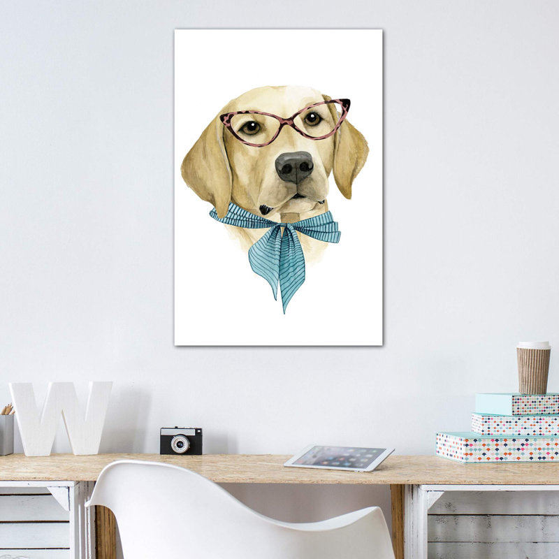 «Vogue Dog IV» par Grace Popp - reproduction d'art, Toile tendue, Pas de tapis, H 18 po x l 12 po x 1,5 po