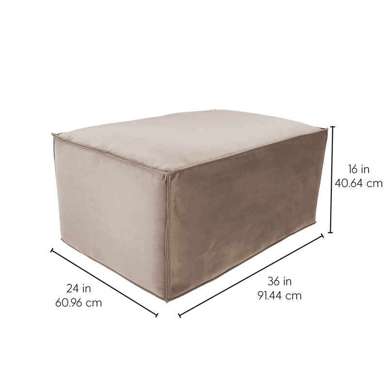 Microfiber & Vinyl Overstuffed 36" x 24" Rectangle Ottoman, 16"H, Caffe