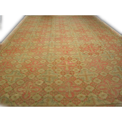 Grand tapis tissé à l'aiguille à motif géométrique antique français du 19e siècle