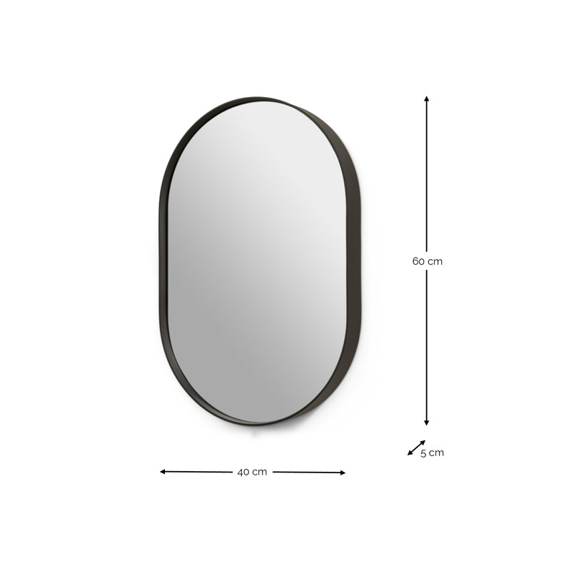 Donna Metal Flat Wall Mirror, Black
